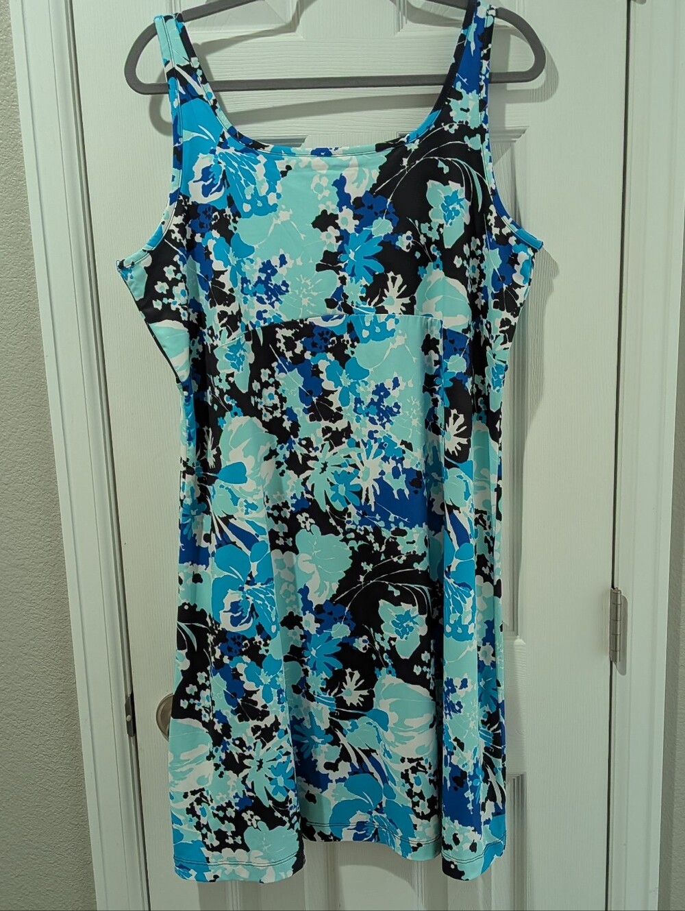 Columbia PGF Freezer III Floral Blue - Women's Summer Knee Length Tank Dress